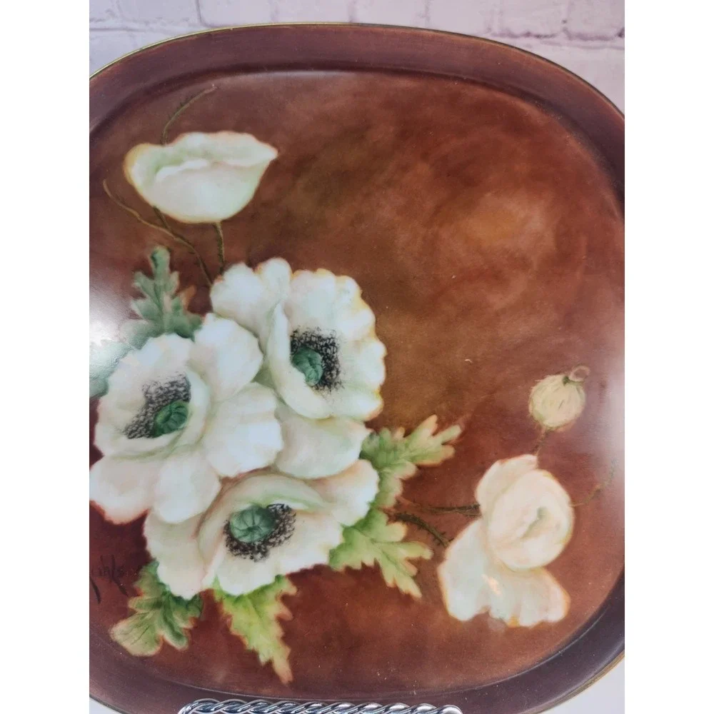 Antique 1887 Imperial Porcelain Manufactory Russia Hand Painted Tray Platter